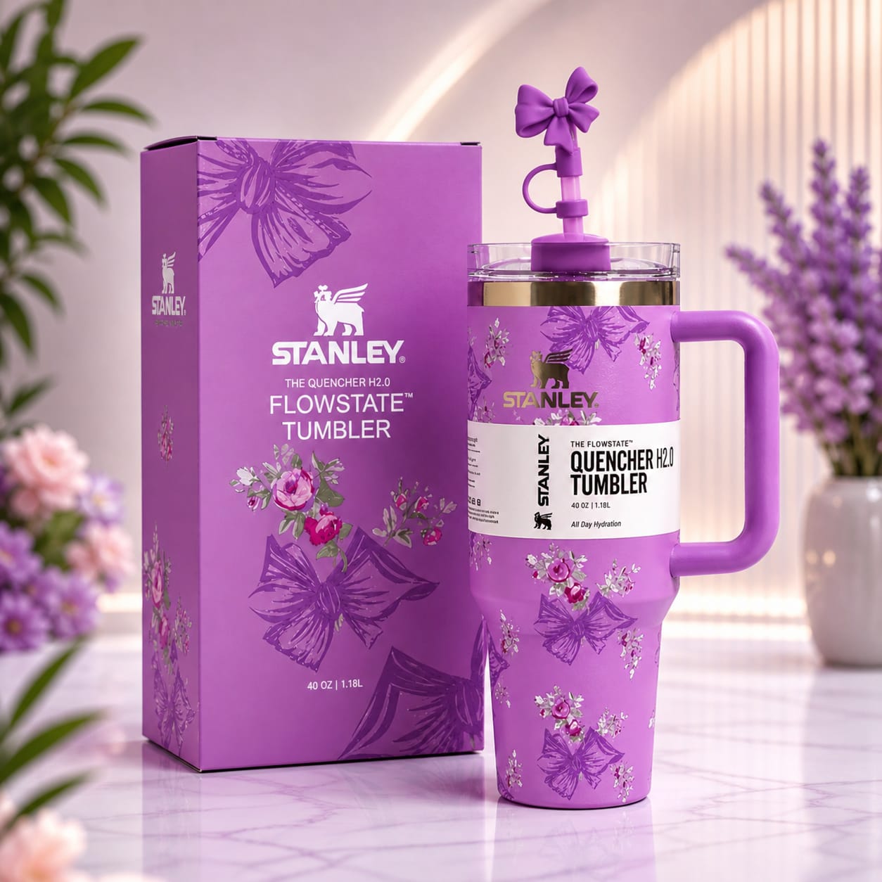 Stanley Premium Printed Tumbler 40oz with Box Stylish Stainless Steel Vacuum Insulated Travel Mug - Image 3