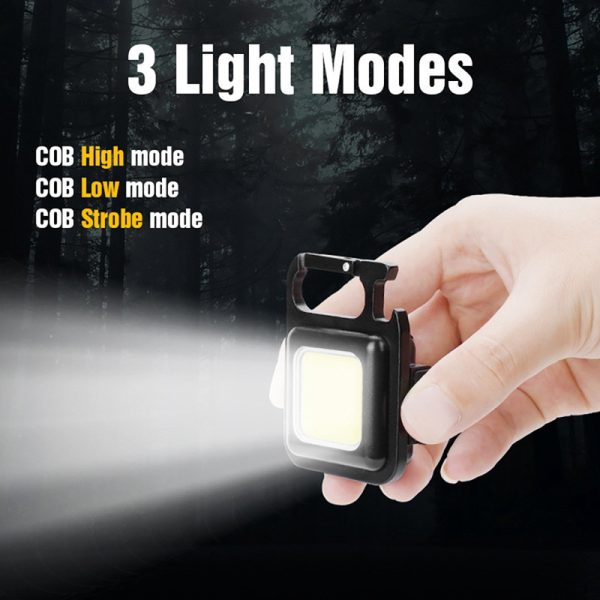 Rechargeable Mini COB LED Flashlight Keychain with Bottle Opener | Portable Pocket Torch Light - Image 3