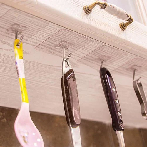 Transparent Self-Adhesive Wall Hooks Strong Hold, No Drill, Damage-Free Hanging - Pack of 10 - Image 2