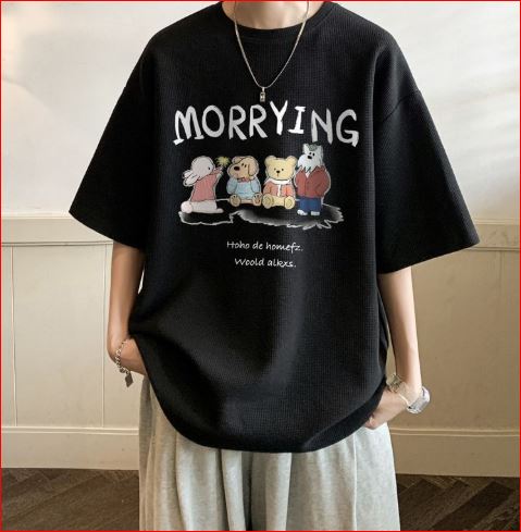 Men Waffle Short Sleeve T-Shirt Casual Summer Graphic Tee - Image 2