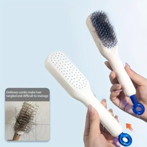 Self Cleaning Magic Hair Brush, One-click Cleaning Telescopic Hair Comb (Random Color) ( Without Box )
