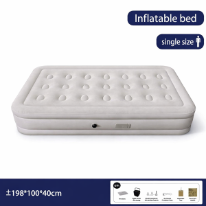 Single Size Inflatable Air Bed with Automatic Built-in Pump Carry Bag & Pillow 198x100x40cm
