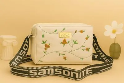 Women's Leather Handbag with Floral Embroidery & Adjustable Strap | Premium Shoulder Bag for Office, Shopping & Daily Use - Image 5