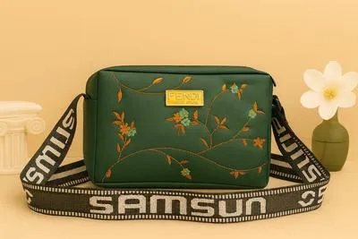 Women's Leather Handbag with Floral Embroidery & Adjustable Strap | Premium Shoulder Bag for Office, Shopping & Daily Use - Image 7