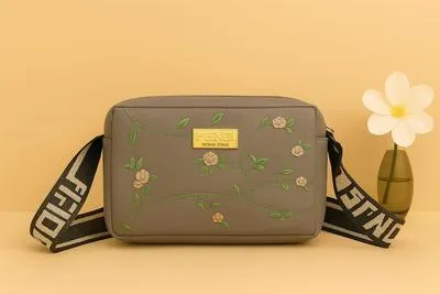 Women's Leather Handbag with Floral Embroidery & Adjustable Strap | Premium Shoulder Bag for Office, Shopping & Daily Use - Image 8