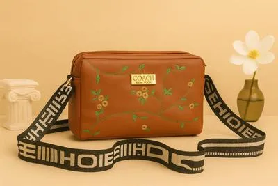 Women's Leather Handbag with Floral Embroidery & Adjustable Strap | Premium Shoulder Bag for Office, Shopping & Daily Use - Image 9