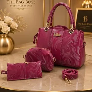 Girl's Leather Textured Hand Bag | Stylish PU Leather Ladies Purse Available in 8 Colors