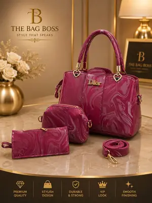 Girl's Leather Textured Hand Bag | Stylish PU Leather Ladies Purse Available in 8 Colors