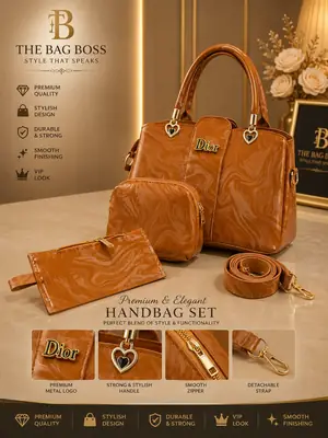 Girl's Leather Textured Hand Bag | Premium Ladies Shoulder & Hand Carry Purse - Image 10