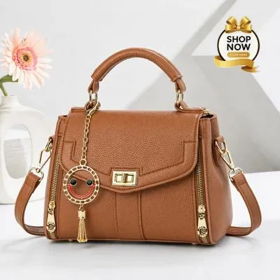 Women's Leather Shoulder Bag with Gold Plated Handles | Premium PU Leather Handbag for Office, Shopping & Daily Use - Image 3