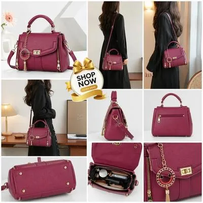 Women's Leather Shoulder Bag with Gold Plated Handles | Premium PU Leather Handbag for Office, Shopping & Daily Use - Image 9