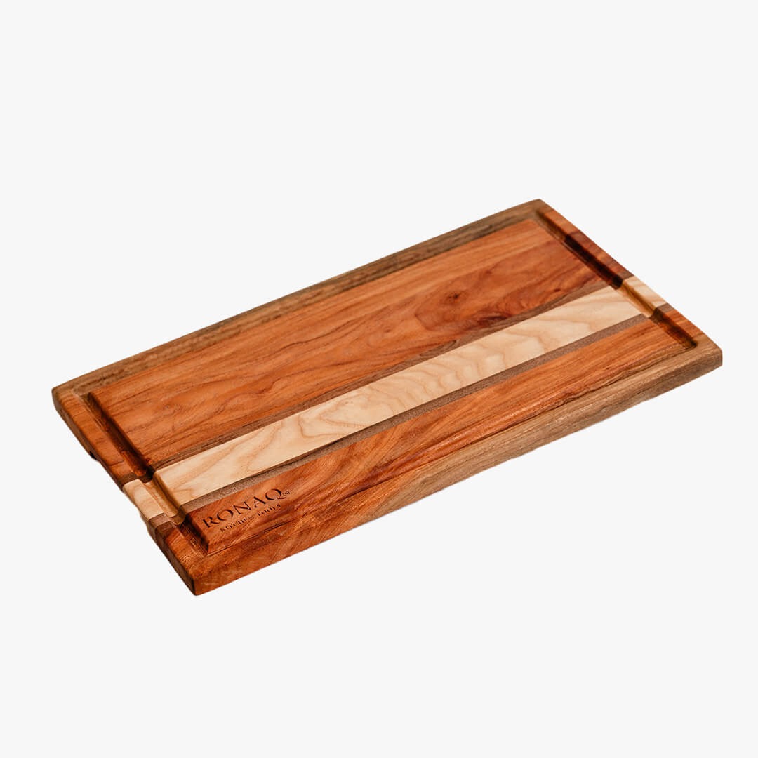 Oak Walnut Neem Stripes Edge-Grain Cutting Board - Image 2