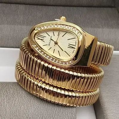 Triple?Wrap Snake Watch | Diamond?Set Bezel | Luxury Fashion Accessory - Image 2