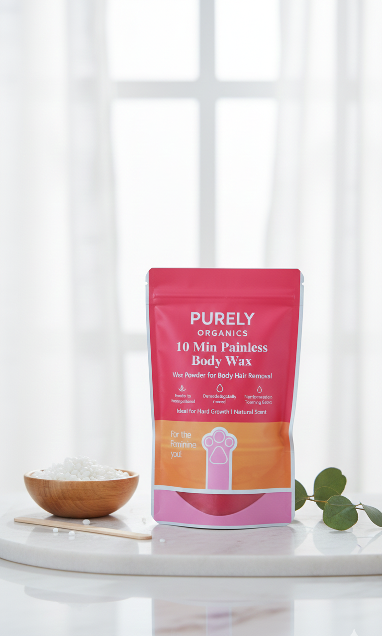 Purely Organics 10 Min Painless Body Wax Powder Natural Hair Removal for Sensitive Skin (157g) - Image 3