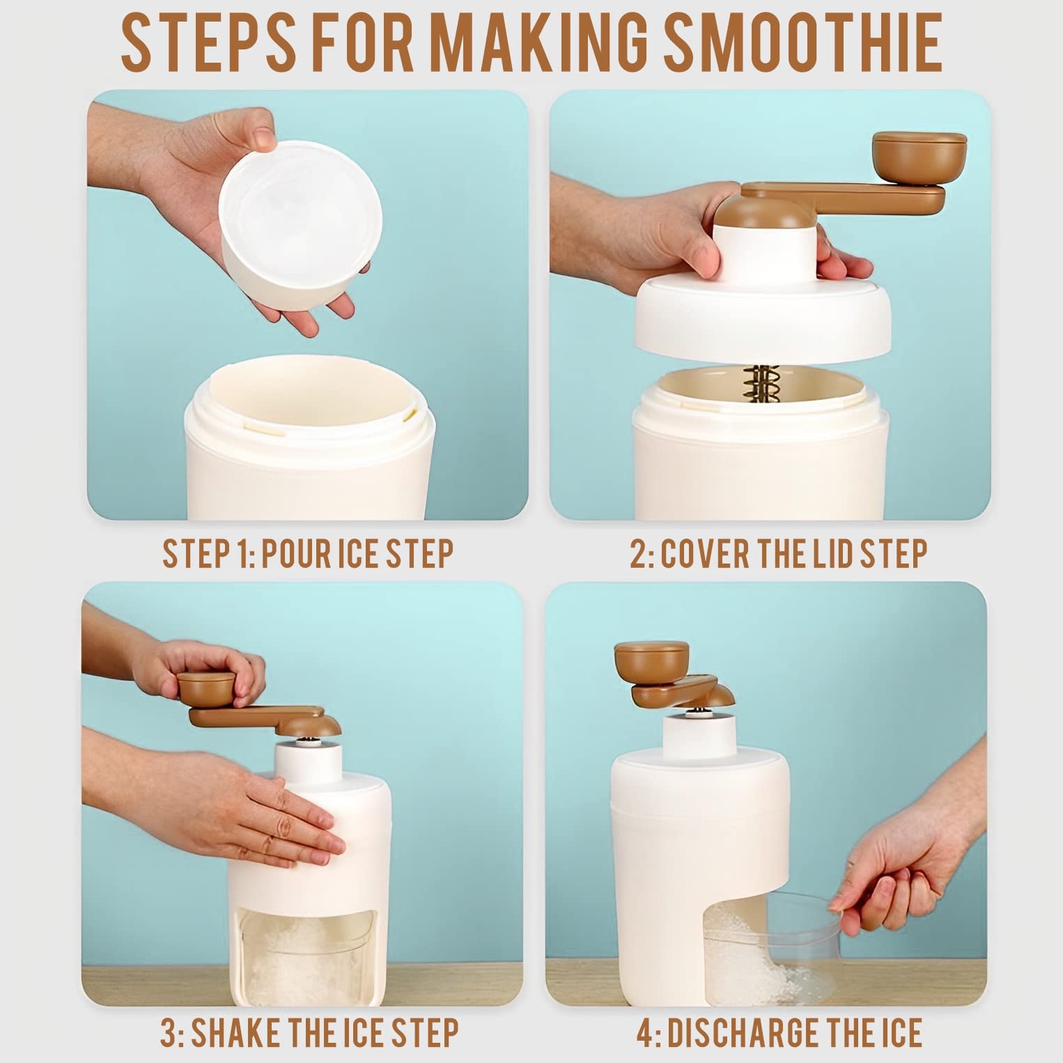 Manual Ice Shaver & Gola Ganda Maker Portable Ice Crusher Machine for Home Use with Stainless Steel Blades - Image 3