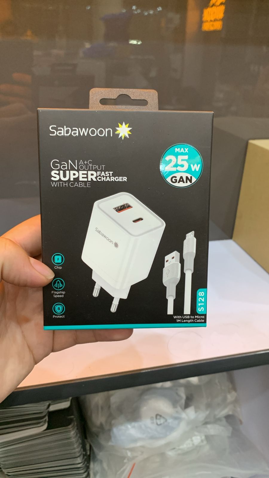 Sabawoon 25W GaN A+C Super Fast Charger Perfect for smartphones earbuds & tablet with Cable - Image 2