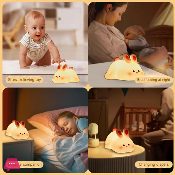 Silicon Rabbit Lamp - Cute Lamps - Rechargeable Rabbit Lamp With Touch Sensor - Bunny Night Lamps for Kids - Image 4
