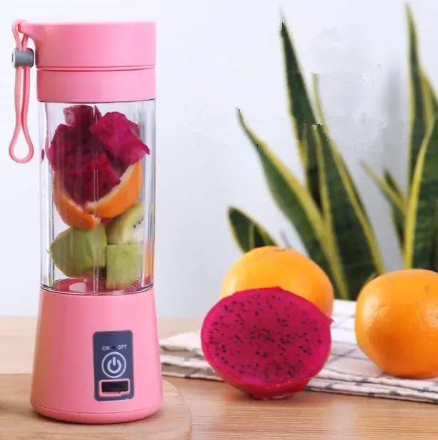 Juicer Portable Outdoor Juicing Cup Home Mini Cordless Crushed Ice Machine USB Charging Fruit Vegetable Blender (Random Color) (380ML) - Image 2