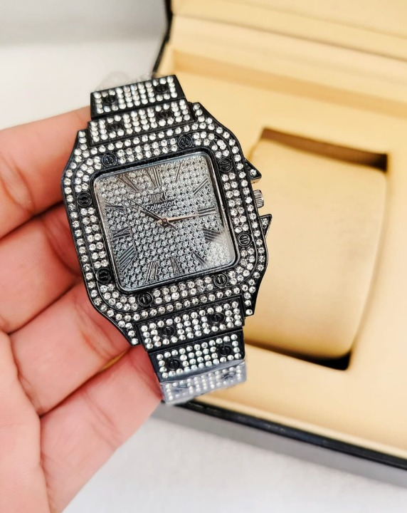 Ladies Stylish Stone Watch Elegant Wristwatch with Sparkling Stones, Fashion Accessory for Daily Wear & Occasions - Image 5