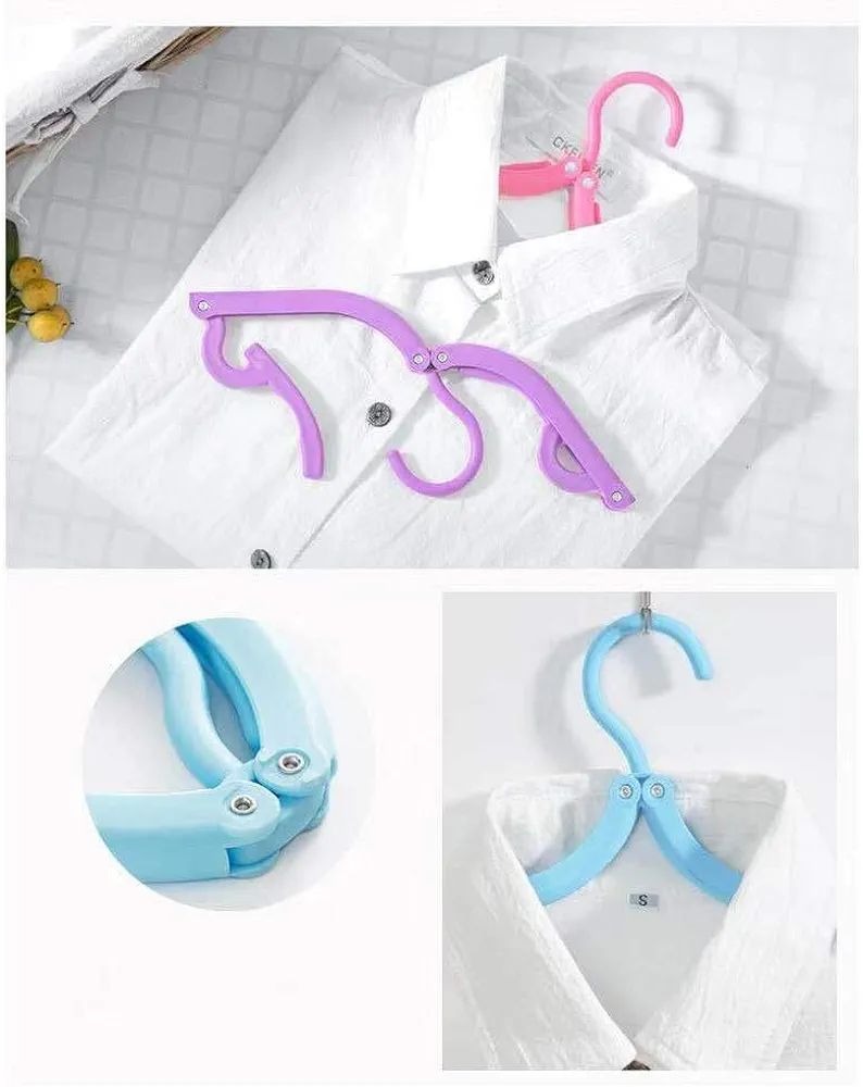Portable Folding Clothes Hangers with Slots Pack of 10 Durable Travel-Friendly Hangers. ( Random Colour ) - Image 4