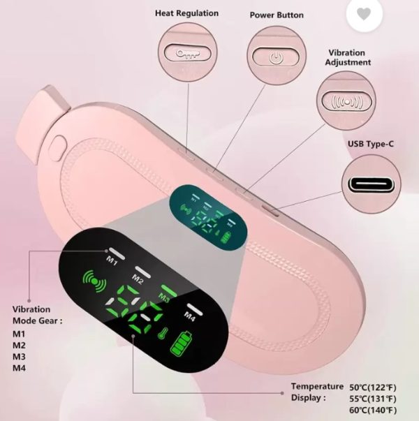Heating Pad Women Period Pain Cramp Relief Belt Portable Menstrual Heating Pad With 3 Heat Levels And 4 Modes Electric Belt Massage (Random Color) - Image 2