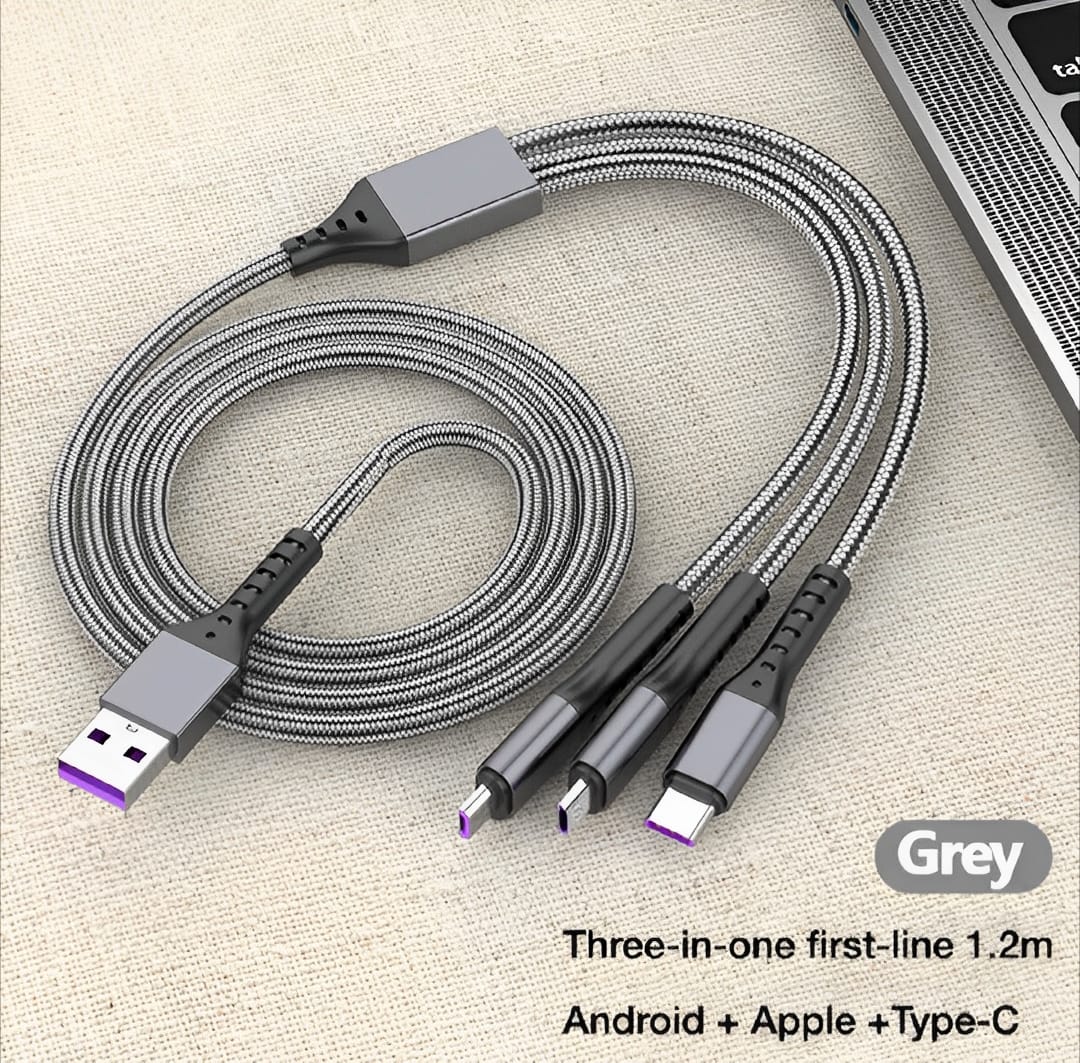 3 in 1 USB Fast Charging Cable Lightning, Micro USB & Type-C - Image 3