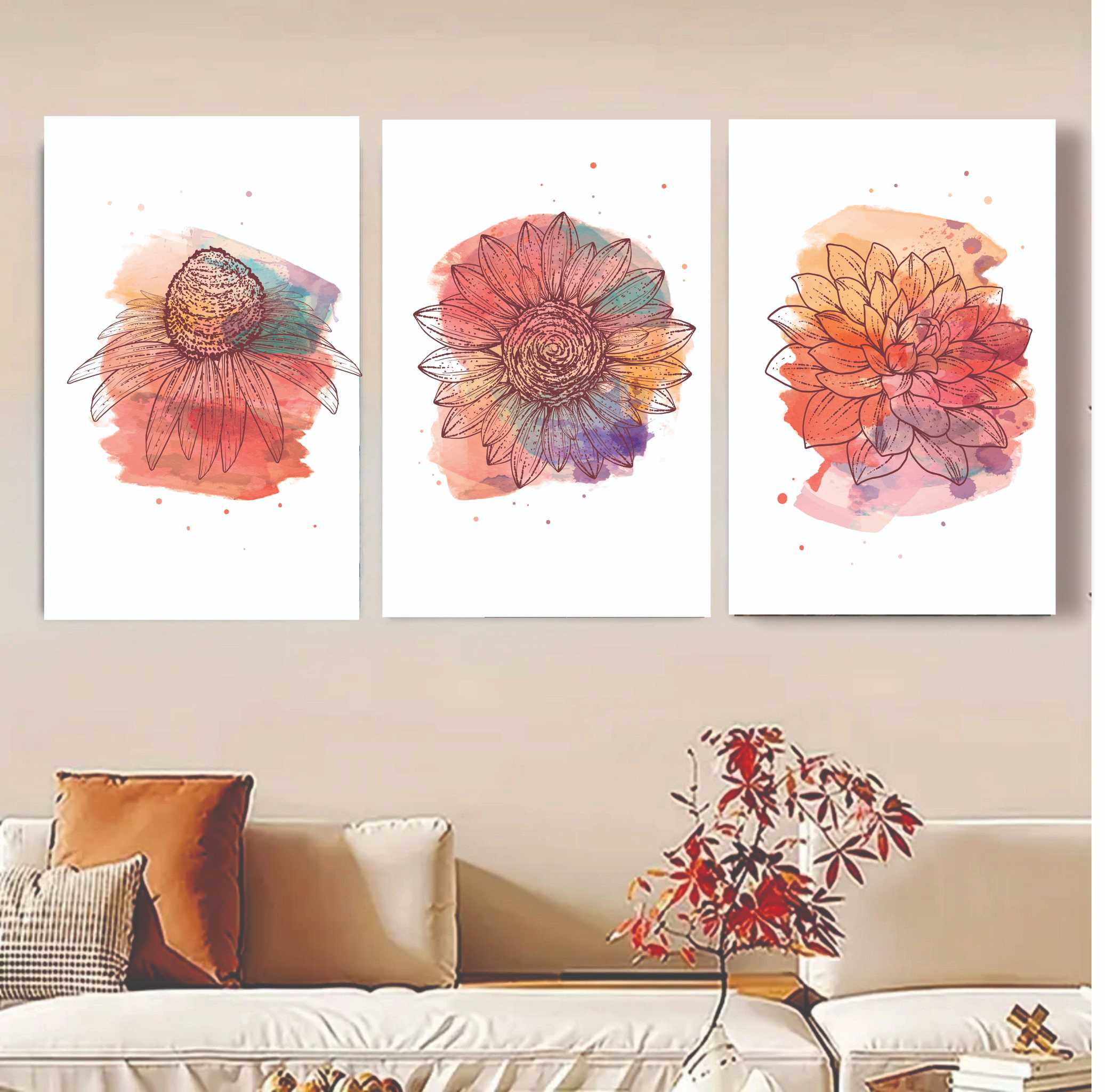 Set Of 3 Flower Frame Photo Type Frame 8x11 inches