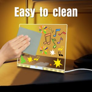 LED Light-Up Writing Board with Markers  Colorful DIY Acrylic Writing Pad with Stand & Erasable Pens for Kids, Decor & Notes (Size 20x30CM)