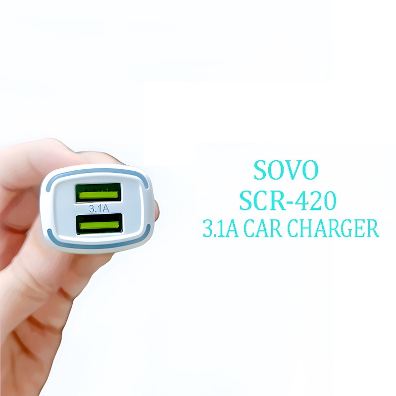 SOVO SCR-420 ROADES 3.1A Dual USB Fast Car Charger Intelligent Chip Car Adapter with Multi Device Support - Image 2
