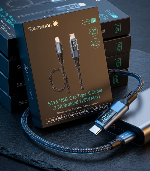 120W Digital Display Fast Charging Cable Full Original High Speed Braided Charging & Data Cable - Image 3