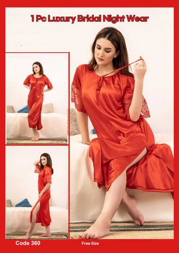 Imported Long Satin Nighty for Women โ Luxury Bridal Nightwear