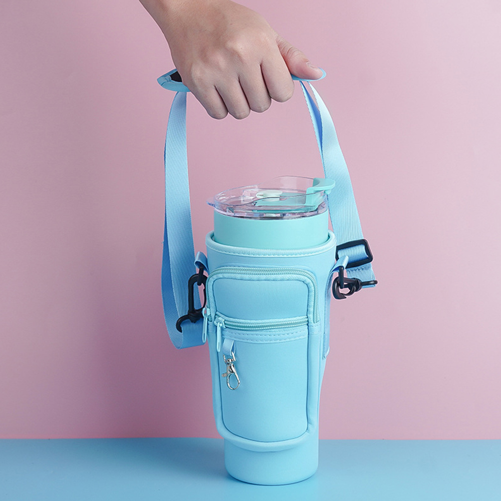 Water Bottle Carrier Bag with Phone Pocket for Stanley Quencher Cup with Handle Water Bottle Holder Pouch - For 1200 ML Bottle - Image 2