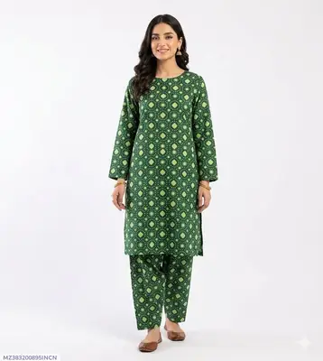 2 Pcs Women's Unstitched Printed Suit | Premium Dress Fabric for Women - Image 2