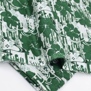 14 August Premium Lawn Suit for Women – Green & White Printed