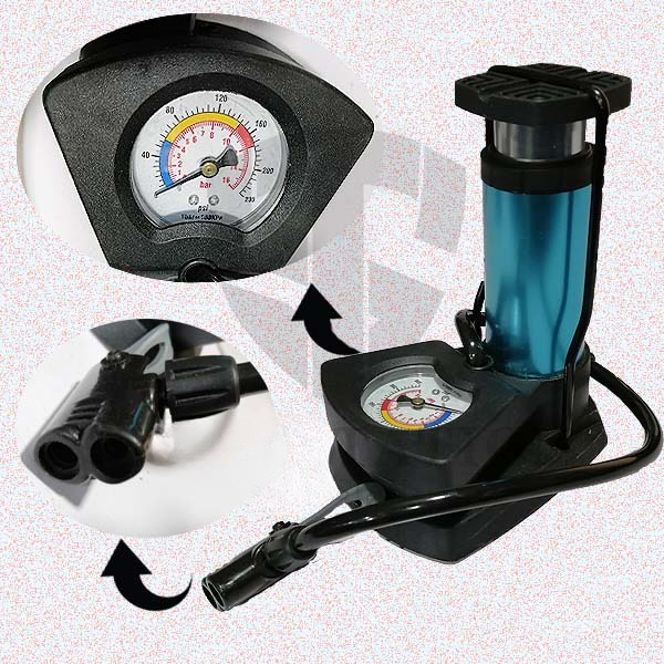 Foot And Hand Air Pump With Air Pressure Gauge Fast Portable Car Bike And Cycle Inflator For Tires Balls And Inflatables - Image 3