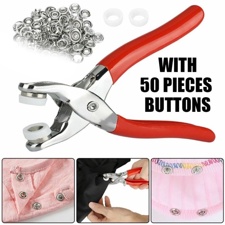 Metal Hand Press Button Plier With 50 Tich Buttons with lock | Tich and Snap Button Press Tool DIY - Image 3