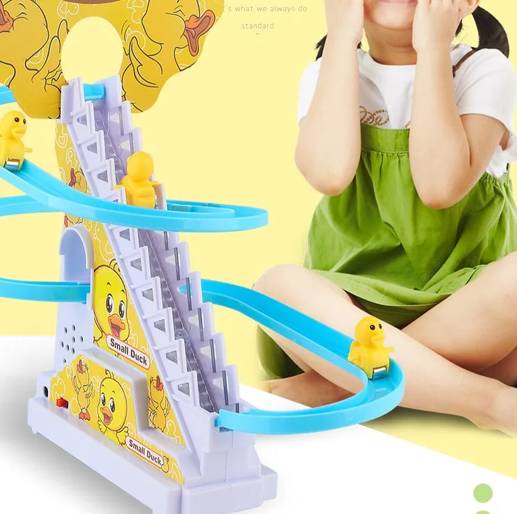 Small Duck Climbing Stairs Toy DIY Racing Track Toy Music Duck Roller Coaster(random color) - Image 2