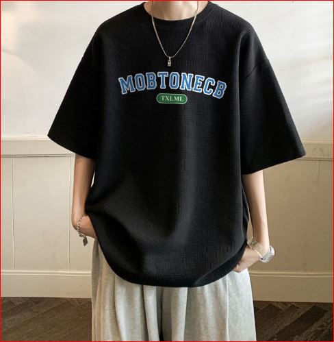 Men Waffle Short Sleeve T-Shirt Casual Summer Graphic Tee - Image 4