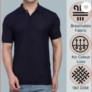Men's Black Slim Fit Cotton Polo Shirt 180 GSM Plain Casual T-Shirt – Small to XL