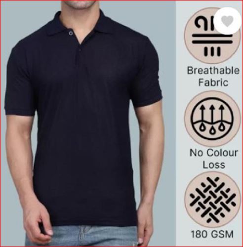 Men's Black Slim Fit Cotton Polo Shirt 180 GSM Plain Casual T-Shirt – Small to XL