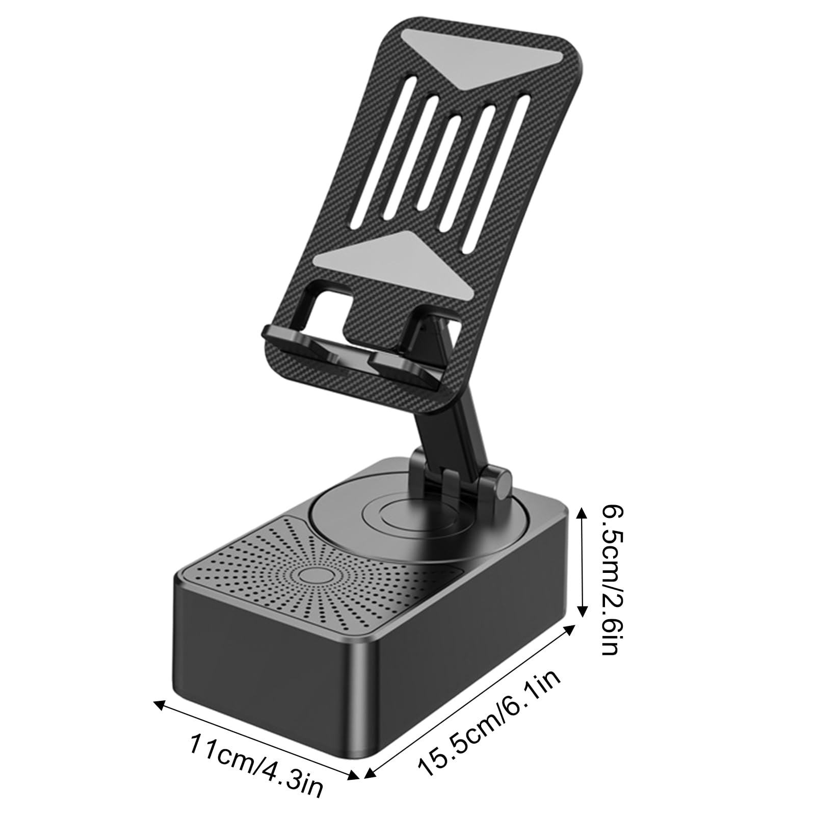 3-in-1 Rotating Foldable Mobile Phone Stand with Built-in Bluetooth Speaker Adjustable Desktop Holder for Smartphones - Image 5