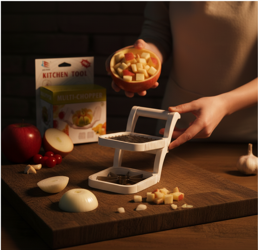 Multi-Chopper 3 in 1 Apple, Fruit & Potato Slicer Heavy-Duty Stainless Steel Cutter for Quick, Even Slicing | Kitchen Gadget for Fast Food Prep - Image 2