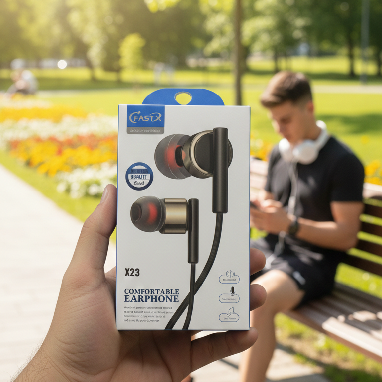 Fast X X23 Wired Earphones | Comfortable Fit | Powerful Bass | HiFi Stereo | HD Sound | Voice Calling - Image 3