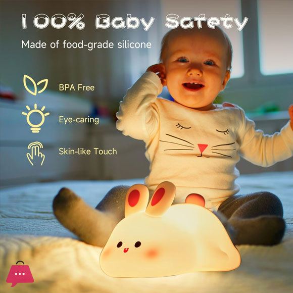 Silicon Rabbit Lamp - Cute Lamps - Rechargeable Rabbit Lamp With Touch Sensor - Bunny Night Lamps for Kids - Image 3