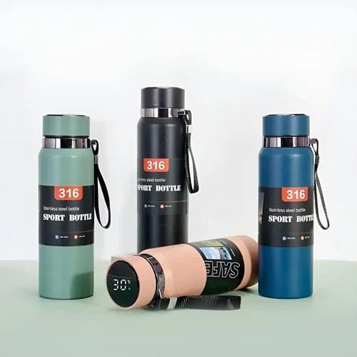 316 Medical Grade Stainless Steel Double Walled Vacuum Insulated Leak Proof Sport Water Bottle with Durable Nylon Carrying Strap 800ml (random colour) - Image 2
