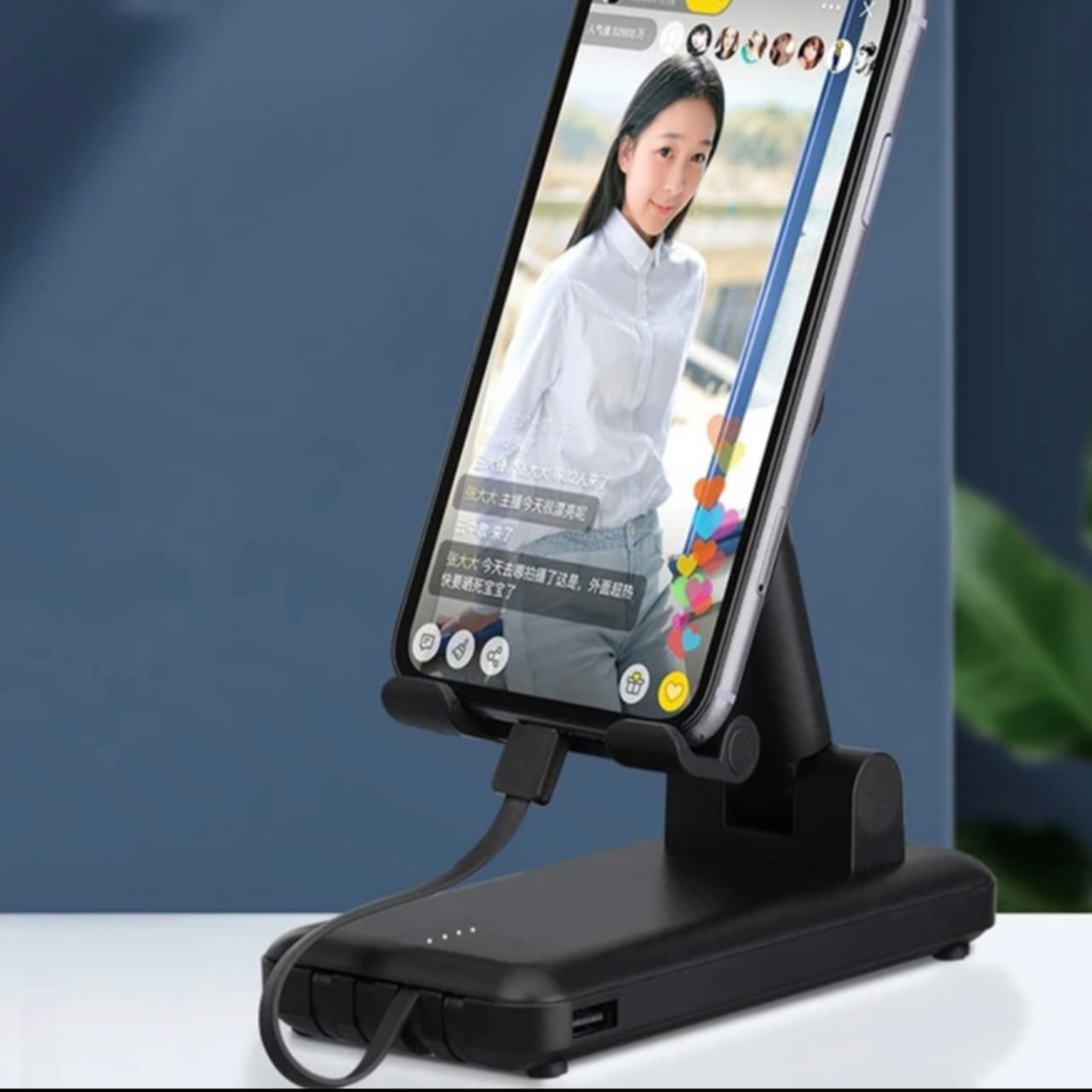 3-in-1 Rotating Foldable Mobile Phone Stand with Built-in Bluetooth Speaker Adjustable Desktop Holder for Smartphones - Image 4