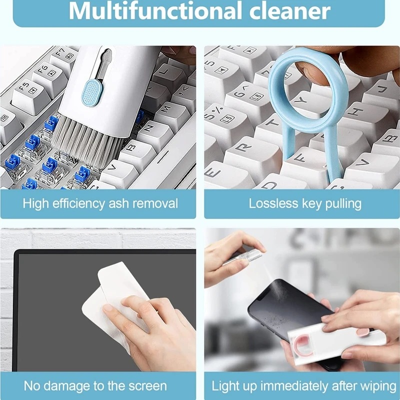 7 in 1 Computer Keyboard Cleaner Brush Kit Multi-Function Earphone Cleaning Pen & Keycap Puller Tool Set - Image 3