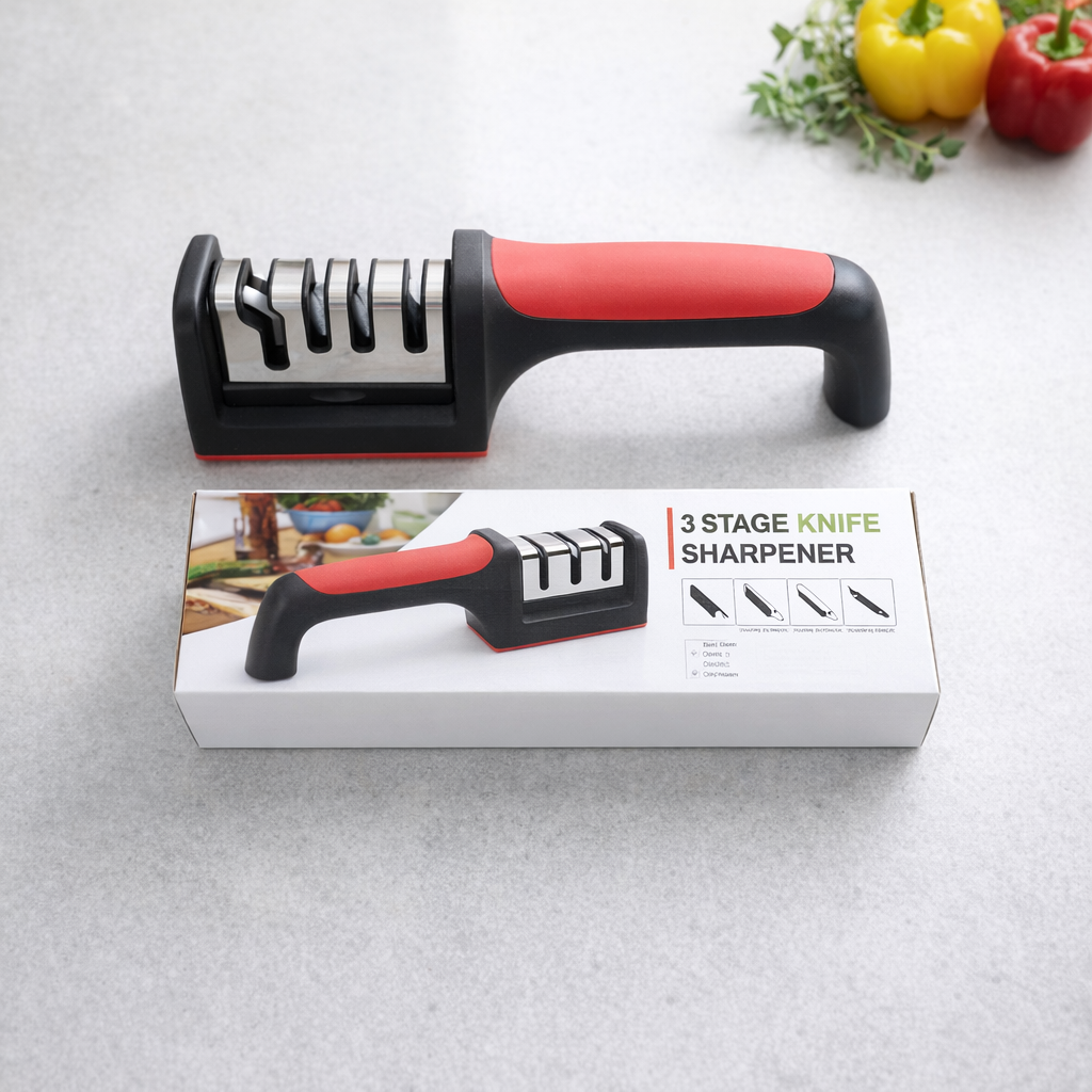 3-Stage Professional Knife Sharpener Manual Kitchen Knife Sharpening Tool - Image 3