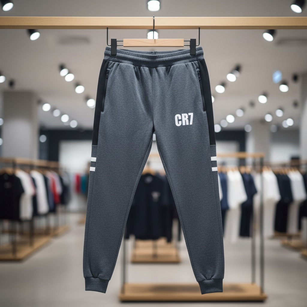 CR7 Zipper Trouser For Men French Terry Fabric Adjustable Waist 28 To 34 Inches Length 40 Inches - Image 3