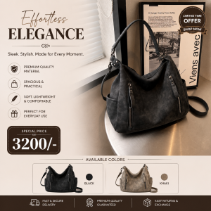 Stylish Crossbody Bag for Daily Use in Pakistan – Lightweight Shoulder Bag for Women, Office, Travel & Casual Wear (Black & Khaki)
